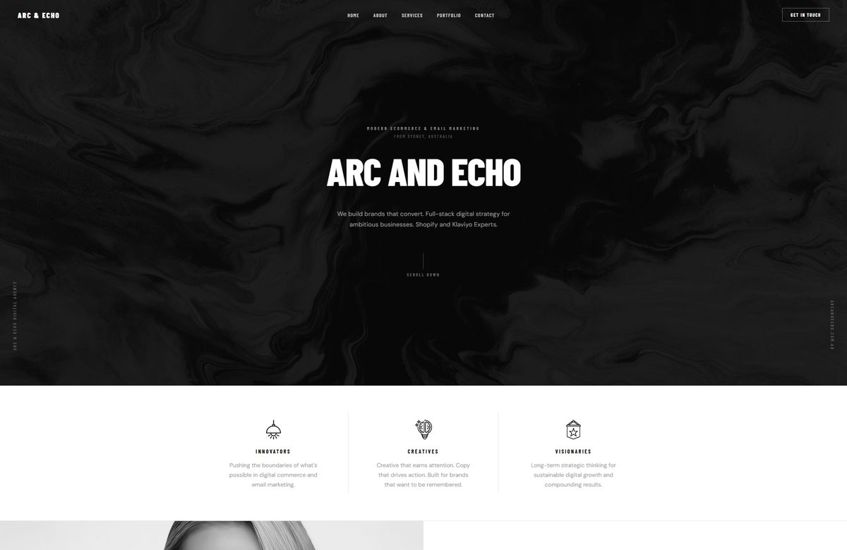 Arc and Echo — landing page