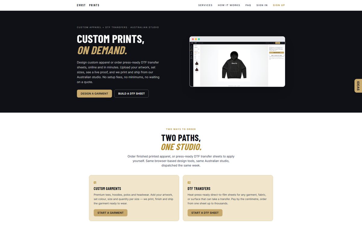 EVRST Prints — landing page